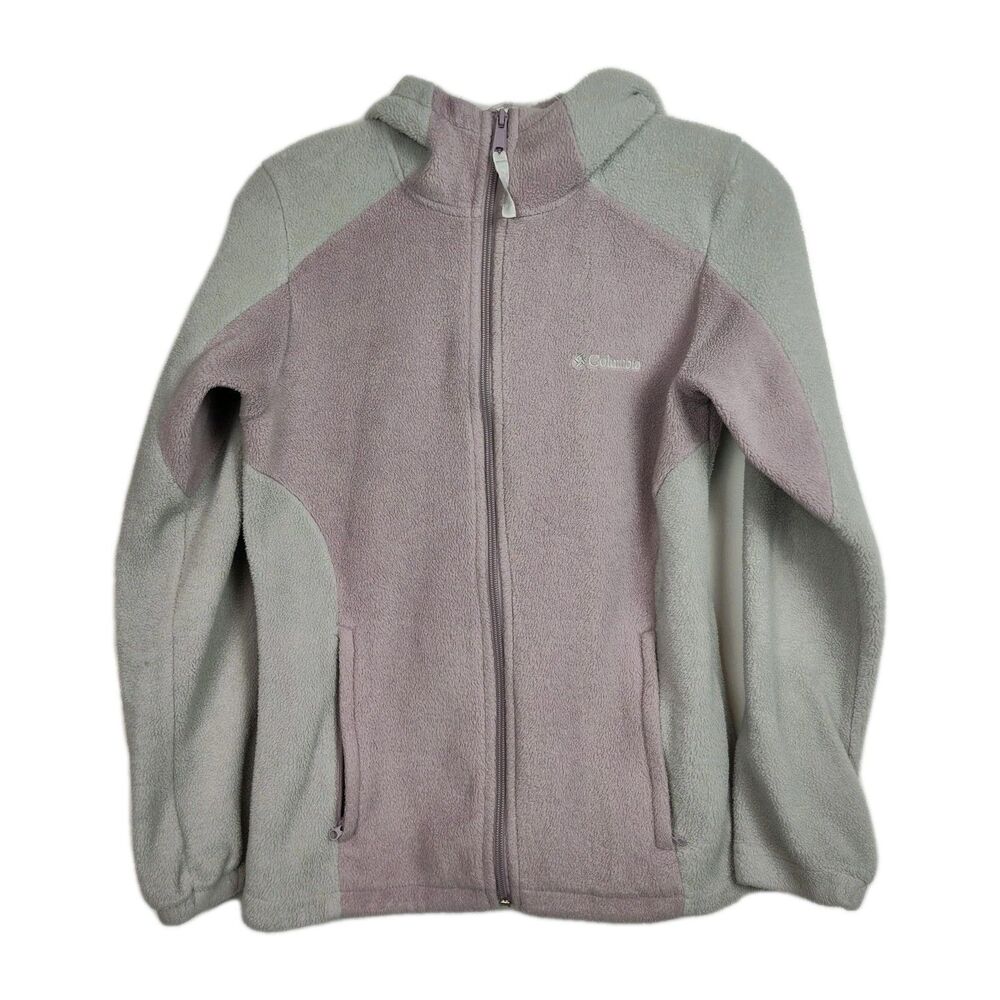 Columbia Fleece Jacket Women's Size M Pink & Gray‎ Hooded Full-Zip Long Sleeves